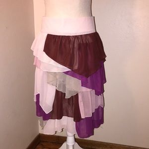 Downeast Basics XS Layered Pink Chiffon Skirt